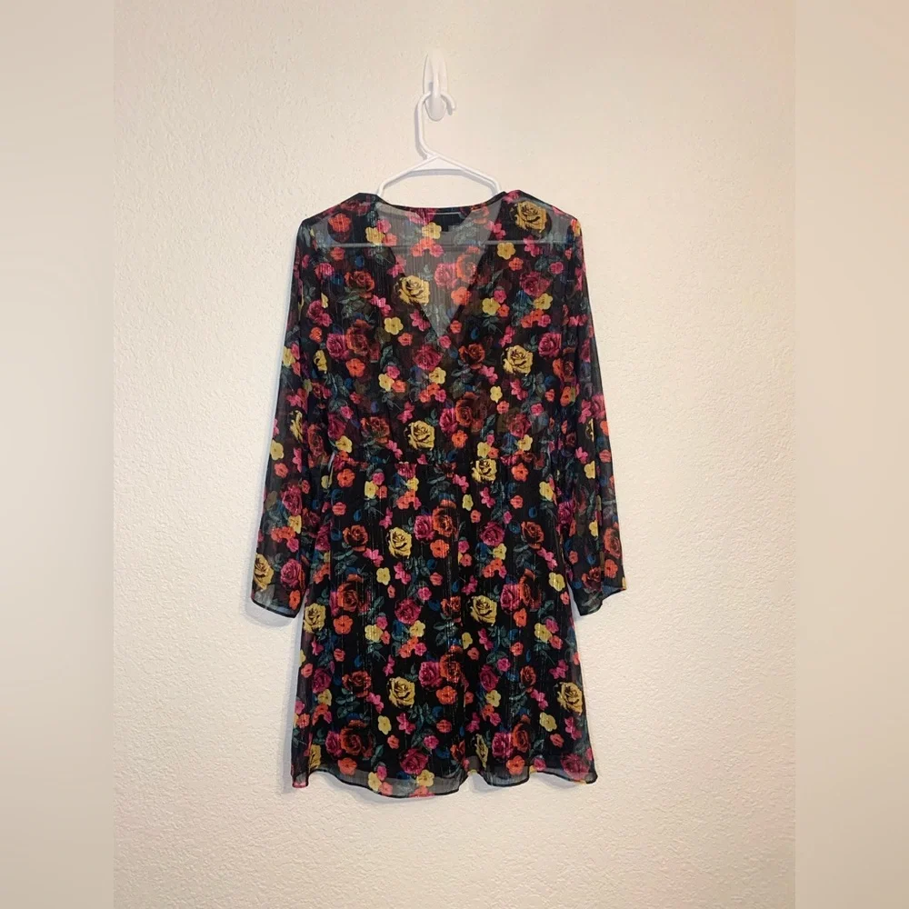 Rachel Rachel Roy Women's Tie-Waist Floral Print Dress Black Size Medium - Picture 9 of 10